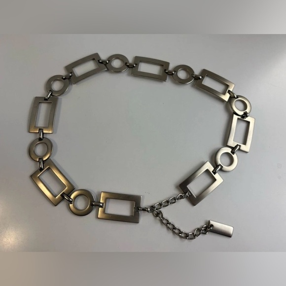 ESCADA Women\'s Vtg Designer Silver Tone Metal ChainLink Circle Rectangle Belt main image 11